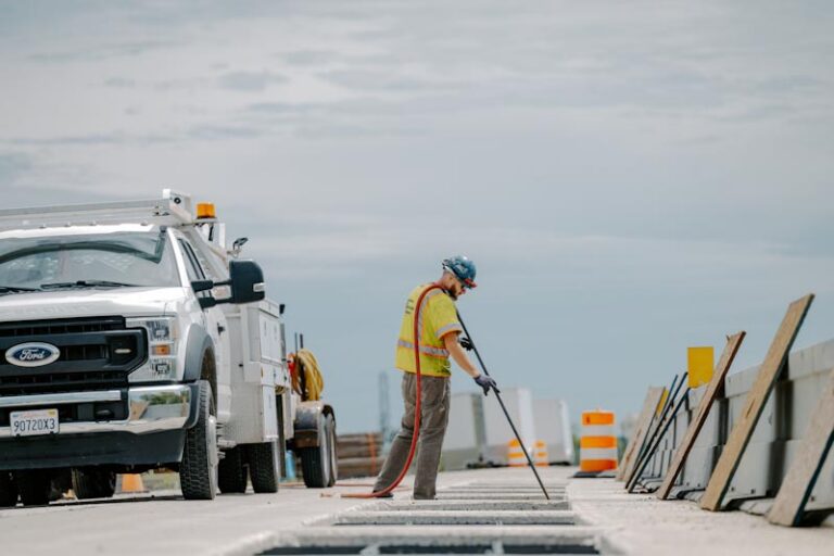 Construction worker at the site of the Indiana Pilot Project