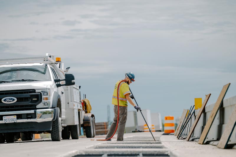 Construction worker at the site of the Indiana Pilot Project