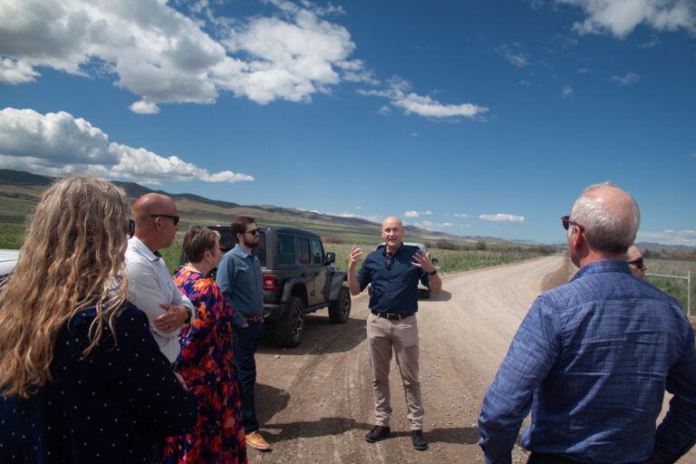 Utah Electrification team gathers at Utah's first Agri-Park on May 7 as a part of the R6 Listening Tour.