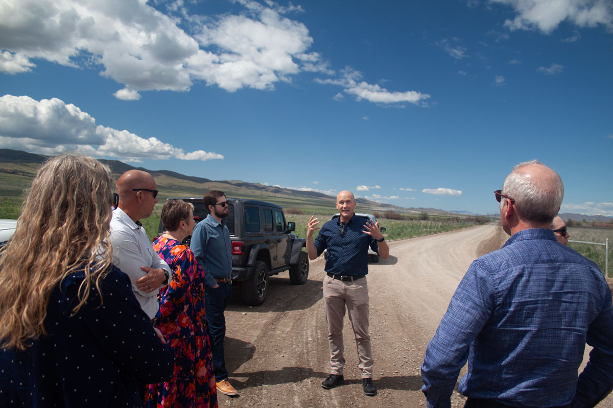 Utah Electrification team gathers at Utah's first Agri-Park on May 7 as a part of the R6 Listening Tour.