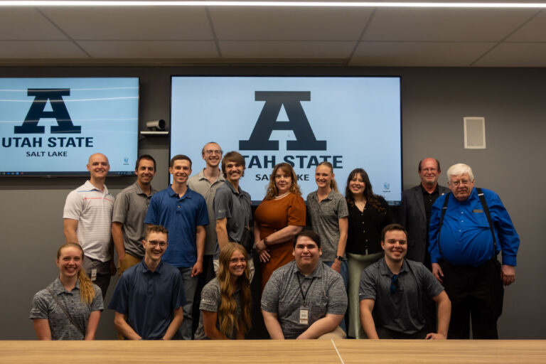 USU ASPIRE Students with Jennifer Seelig, posing for a group photo after the Lunch and Learn event on June 25.