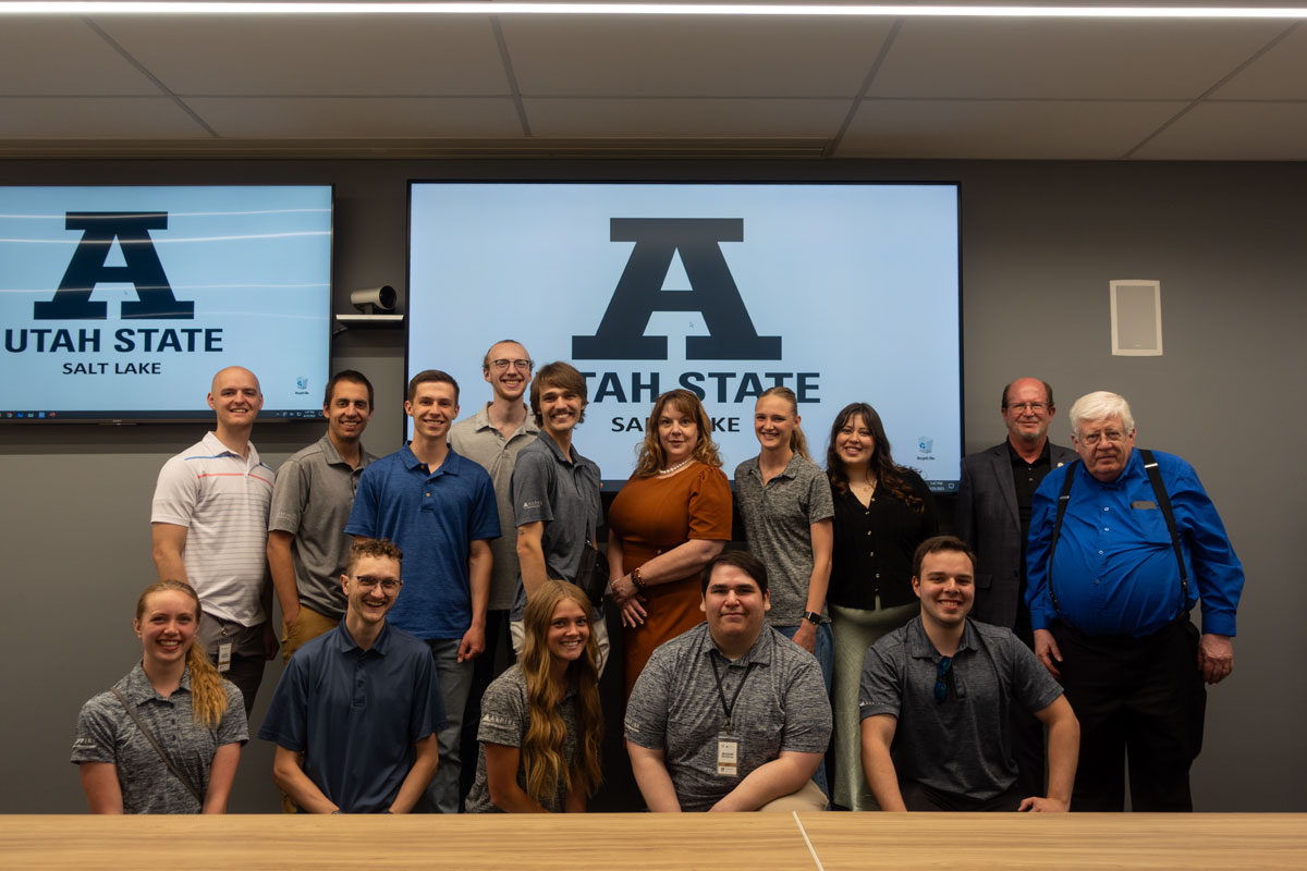 USU ASPIRE Students with Jennifer Seelig, posing for a group photo after the Lunch and Learn event on June 25.