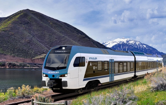 Mock-up image of the fully battery-powered public rail transportation without overhead electric infrastructure.