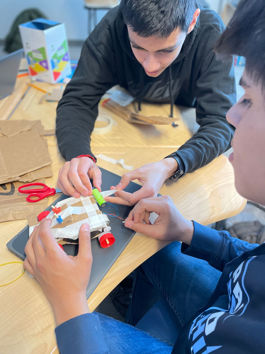 EV model car a student is creating as a part of the CED curriculum.
